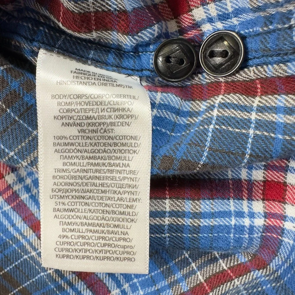 Polo Ralph Lauren Mens XL Blue Black Plaid Flannel Classic Fit Button Down Shirt